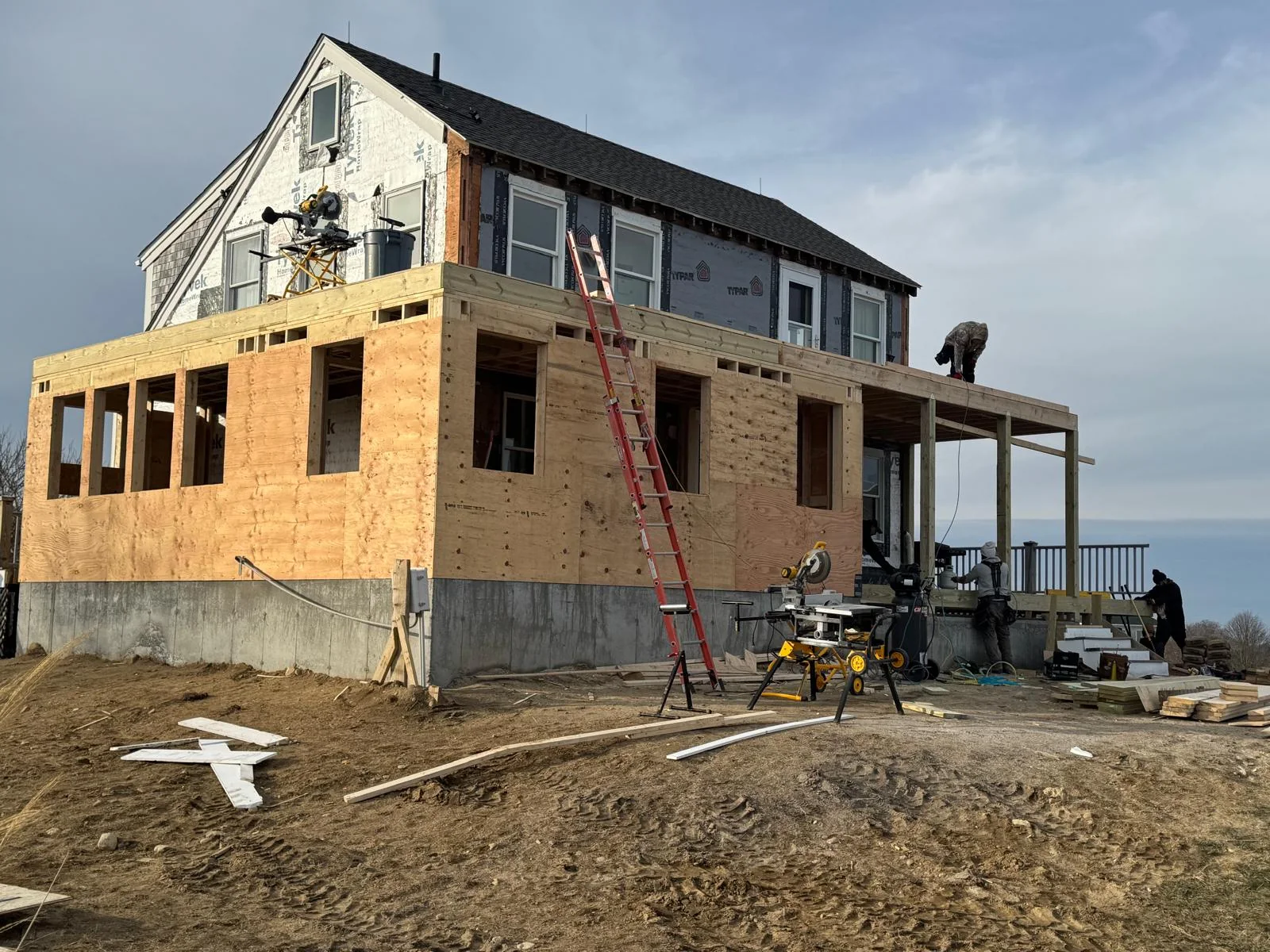 D Brown's addition construction in progress on Block Island