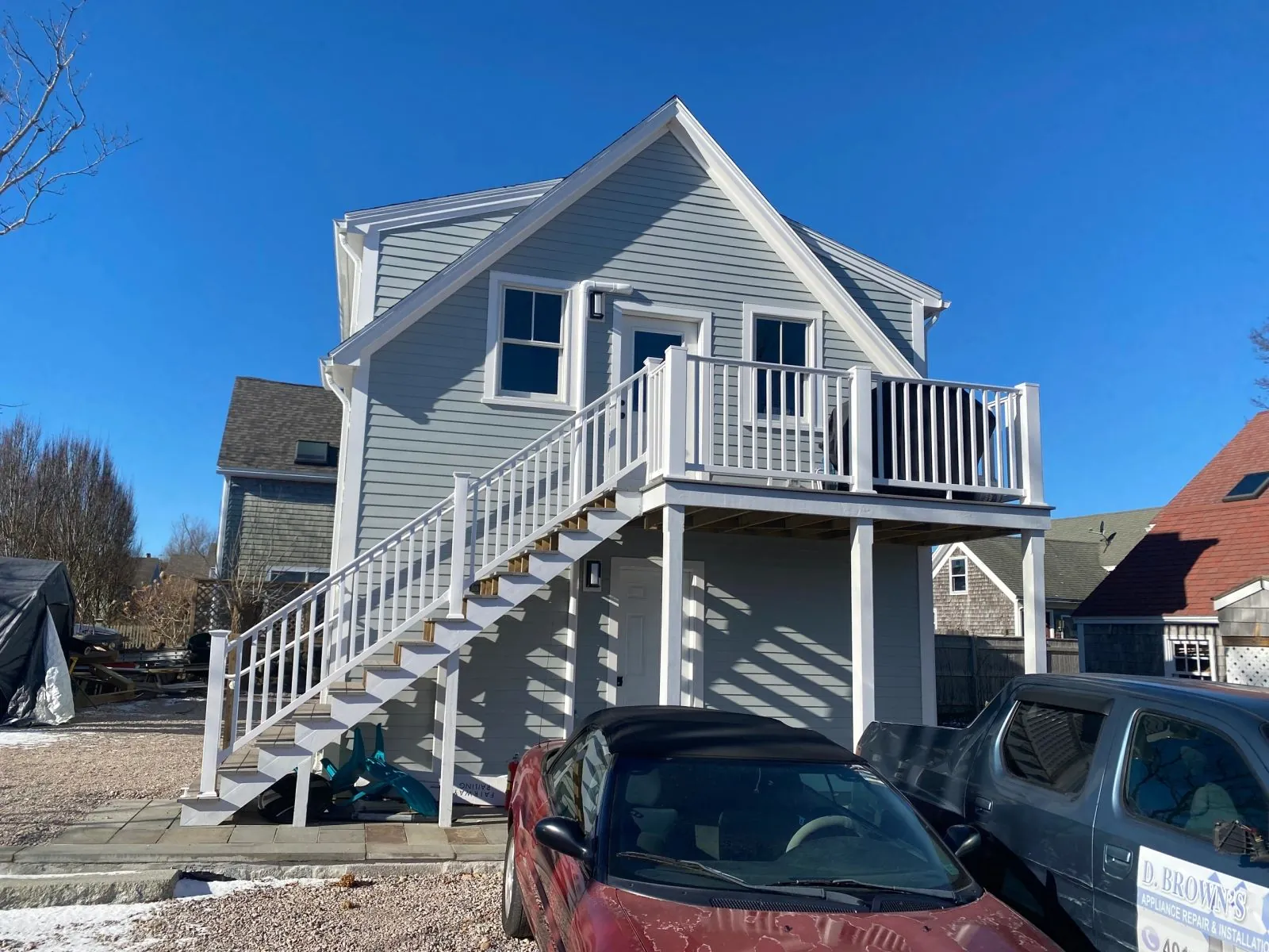 Completed coastal exterior addition and stairs